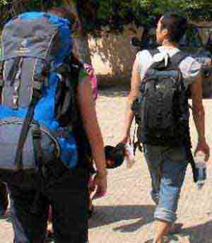backpackers traveling